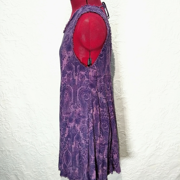 Ecote Small Purple Paisley Boho Soft Mini Dress - Picture 11 of 15